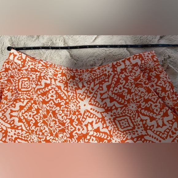 Japna Orange and White Patterned Stretch Wide-Leg Pants - Picture 5 of 7